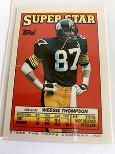 1988 Topps Super Star Sticker Back Card Weegie Thompson Football - Picture 1 of 2