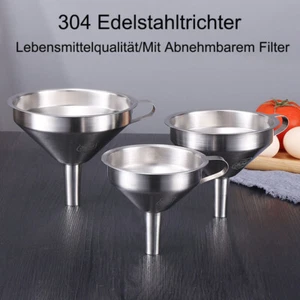 304 Edelstahl Trichter Einfülltrichter Fülltrichter Flaschentrichter Filter V2A - Bild 1 von 28