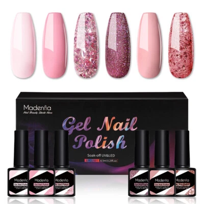 6 Farben UV LED Nagellack Set Gel Nagellack Glitzer Polish Soak-Off Nail Gel - Bild 1 von 4