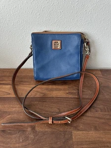 Dooney & Bourke Umhängetasche blau mit braunem Riemen kleine Handtasche - Bild 1 von 11