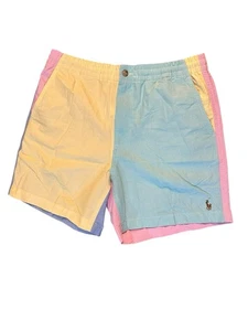 Pantalones Cortos Polo Ralph Lauren Color Block Pastel 6” - Para Hombre Talla Mediana - Rosa Amarillo - Imagen 1 de 6