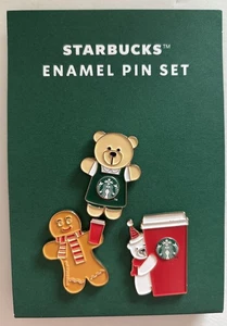 2025 Holiday Starbucks 3 Emaille Holiday Emaille Anstecknadel Set Bearista Flare - Bild 1 von 3