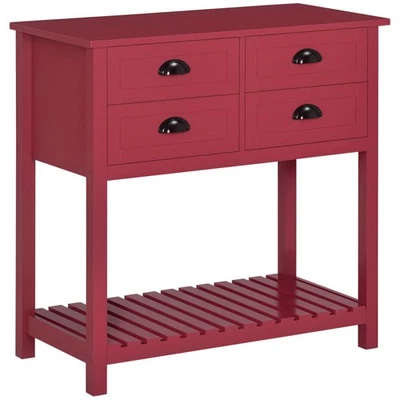 Red Coffee Bar Sideboard & Buffet w/ 4 Drawers & Slatted Shelf for Kitchen & ... - Image 1 of 4