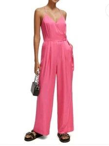 Mono Scotch & Soda Talla EU40 Rosa Cuello en V Espalda Corredora Satinado Brillante Nuevo con Etiquetas $198 - Imagen 1 de 8