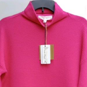 NWT Chelsea and Theodore Viscose Blend Pink Ribb Mock Neck Sweater Womens sz XS  - Picture 1 of 13