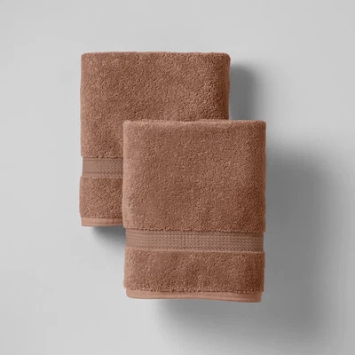 Juego de 2 toallas de mano de algodón egipcio clásicas certificadas de 20x30" caramelo RE/FINO Foto 1 de 3