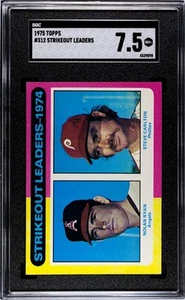 1975 Topps #312 - Strike Out Leaders - HOF - Nolan Ryan / Steve Carlton SGC 7,5 - Imagen 1 de 2