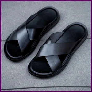 FUQIAO Sommer Sandalen Herren Leder Classic Roman Open-Toed Slipper Outdoor Strand - Bild 1 von 30
