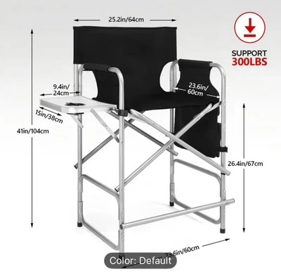Silla de director de maquillador profesional alta plegable aluminio o madera 300 lb Foto 1 de 4