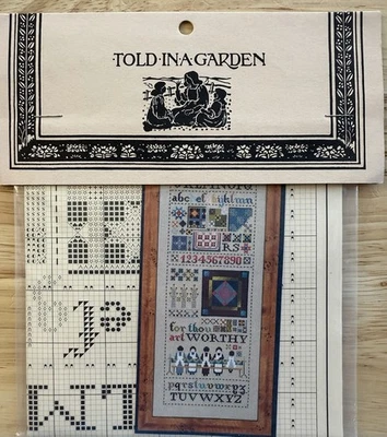 Told in a Garden Cross Stitch Pattern ~ Amish Quilt Sampler NIP - Image 1 of 3