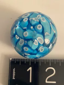 Italian Millefiore STUDIO GLASS Miniature Paperweight Blue/White Modern Abstract - Picture 1 of 5