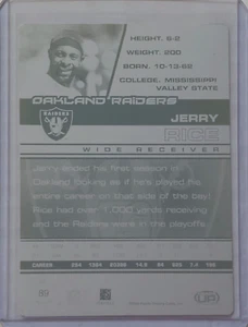 1/1 JERRY RICE OAKLAND RAIDERS 2002 PACIFIC HEADS UP CARD PRINTING PLATE '49ERS - Picture 1 of 2