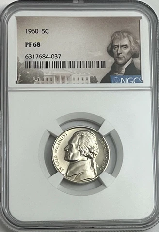 1960 NGC PF68 PROOF THOMAS JEFFERSON NICKEL 5C GREAT EYE APPEAL PORTRAIT LABEL Cover