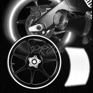 16/17/18/19" Reflective Rims Tape/Wheel Rim Decal Strips Trim Sticker Kit White - Picture 1 of 7