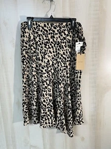 Halogen Damen Animal Print elastische Taille Nordstrom Rüschen Rock L Neu mit Etikett - Bild 1 von 4