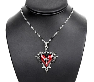 Red Rose Secred Heart Cross Thrones Steampunk Necklace Pendant Punk Gothic  - Picture 1 of 6