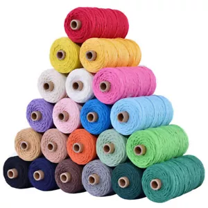 Cuerda de macramé de algodón de 2 mm 100 m cuerda trenzada cuerda artesanal rústica a mano 19 colores - Imagen 1 de 32