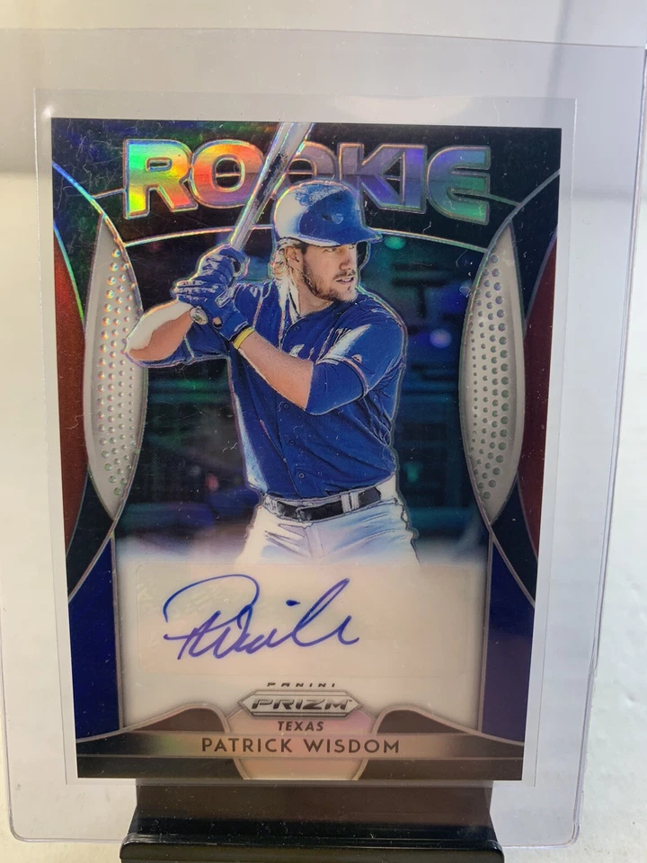 2019 Patrick Wisdom Red White Blue Panini Prizm Auto /50 Chicago Cubs Rookie RC - Image 1 of 3
