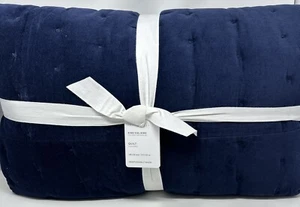 Pottery Barn~ Velvet Tufted Quilt~KING~ Navy NEW - Picture 1 of 2