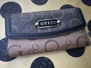 Wallet Guess Women Trifold Purse Natural Multi Cassey SLG AB911151 New - Picture 1 of 5