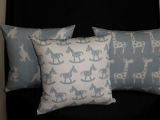 Blue & White Rocking Horse Nursery Child Cushion Cover, Ideal Baby Shower Gift