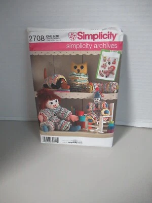 Muñeca Yo Yo Toys Patrón Simplicity #2708-22", Payaso-14", Búho-11", Perro-16" SIN CORTAR Foto 1 de 4