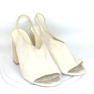 Bettye Muller дизайнерские кремовые замшевые кожаные каблуки размер ЕС 37,5 сделано в Италии  - Изображение 1 из 4