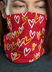 Neck gaiter: A Lot of CHIEFS Hearts on Face Mask. Protect yourself in style! - Picture 1 of 3