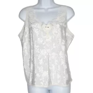 Vtg Escapades Floral Satin Lace Cami Camisole Sz L Lingerie Heart Applique - Picture 1 of 5