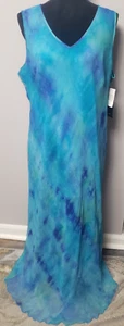 Karen Kane 100% Silk Dress Blue Watercolor Maxi Tank Slip Size 2X New with Tags - Picture 1 of 14