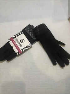 NEW Isotoner Women's Black Fleece Lined Faux Leather Cuff Gloves Sz Xs/s - Picture 1 of 6