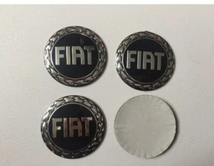 4x Stickers Fiat Car Wheel Center Hub Cap Sticker Brand New 56mm Black poppy - Picture 1 of 4