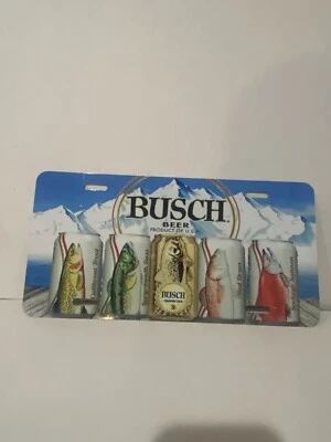 Busch Beer License plate Fishing Beer Cans Logo Anheuser Busch Budweiser  Bar - Image 1 of 4