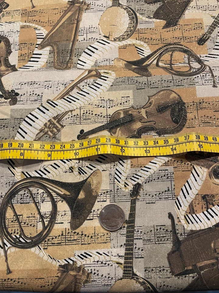 金色、白色和黑色带闪亮棉织物;乐器;BTY;全新 — 第 1/1 张图片