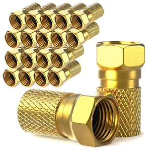 20 x spina F 7 mm cavo satellitare spina cavo coassiale spina antenna TV placcato oro - Foto 1 di 10