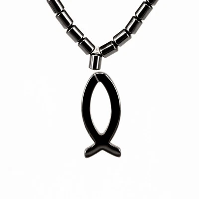 Hämatit Blutstein Kette 45cm - Fisch Glaube Strang - Rondelle 3,8mm - Naturstein - Bild 1 von 4