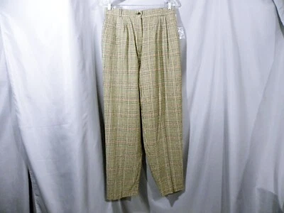 NUEVO Pantalón forrado de mezcla de lana vintage para mujer 14 28x30 plisado a cuadros Worthington EE. UU. Foto 1 de 4