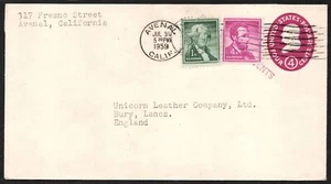 U503? UNITED STATES US postal stationery 4c , used , posted in 1959 - Picture 1 of 2