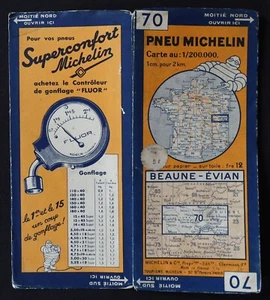 Tarjeta MICHELIN 70 BEAUNE EVIAN 1934 Guía Bibendum neumáticos mapa - Imagen 1 de 1