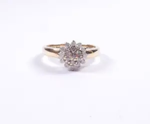 Diamond Ring 9 carat gold cluster 0.25 carat of natural Diamonds size L - Picture 1 of 6