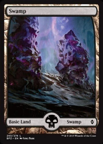 Swamp (263) - Foil - Full Art ~ Moderately Played Battle for Zendikar MTG Magic  - Image 1 of 1