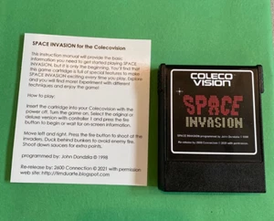 SPACE INVASION Colecovision game cartridge and manual Space Invaders homebrew - Picture 1 of 3