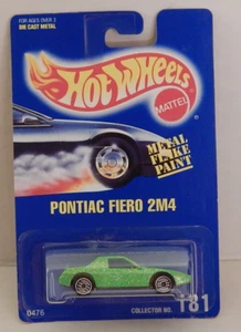 Pontiac Fiero 2M4 Sports Car Hot Wheels Mainline Blue Card 1992-181 Metal Base - Picture 1 of 4