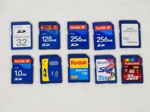 Lot Of (10) SD Memory Cards SDCards Mixed Brands SanDisk Kodak Formatted Tested - Picture 1 of 3