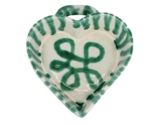 Vintage Gmundner Keramik Dizzy Green Heart Shaped Bowl Austria Pottery - Picture 1 of 12