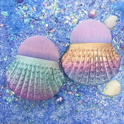 Shell Makeup Blush Brush Travel Size Glitter Ombré Gradient – Choose Color - Image 1 of 4