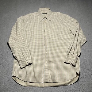 Canali Camicia Uomo Grande Plaid Beige Designer Italia Bottoni Manica Lunga - Foto 1 di 12
