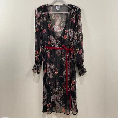 Vintage 90s Y2k Floral Paisley Sheer Dress Romantic Whimsy Goth Witchy Boho 18WP - Image 1 of 4