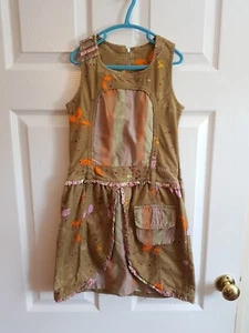 Girls Khaki Green Earthy Print Cakewalk Kids Winter Dress.Age 8 Years Eur 128. - Picture 1 of 12