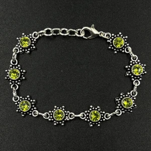 Green Peridot Gemstone 925 Sterling Silver Handmade Bracelet For Gift Her, - Picture 1 of 6